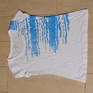 NWT NY & Co. Blue/ White/Silver & lightly bedazzled shirt sleeve T-shirt
